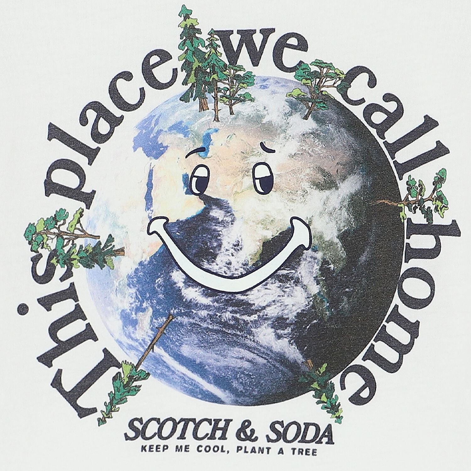 Boys White Globe Print Logo T-Shirt, 1, hi-res