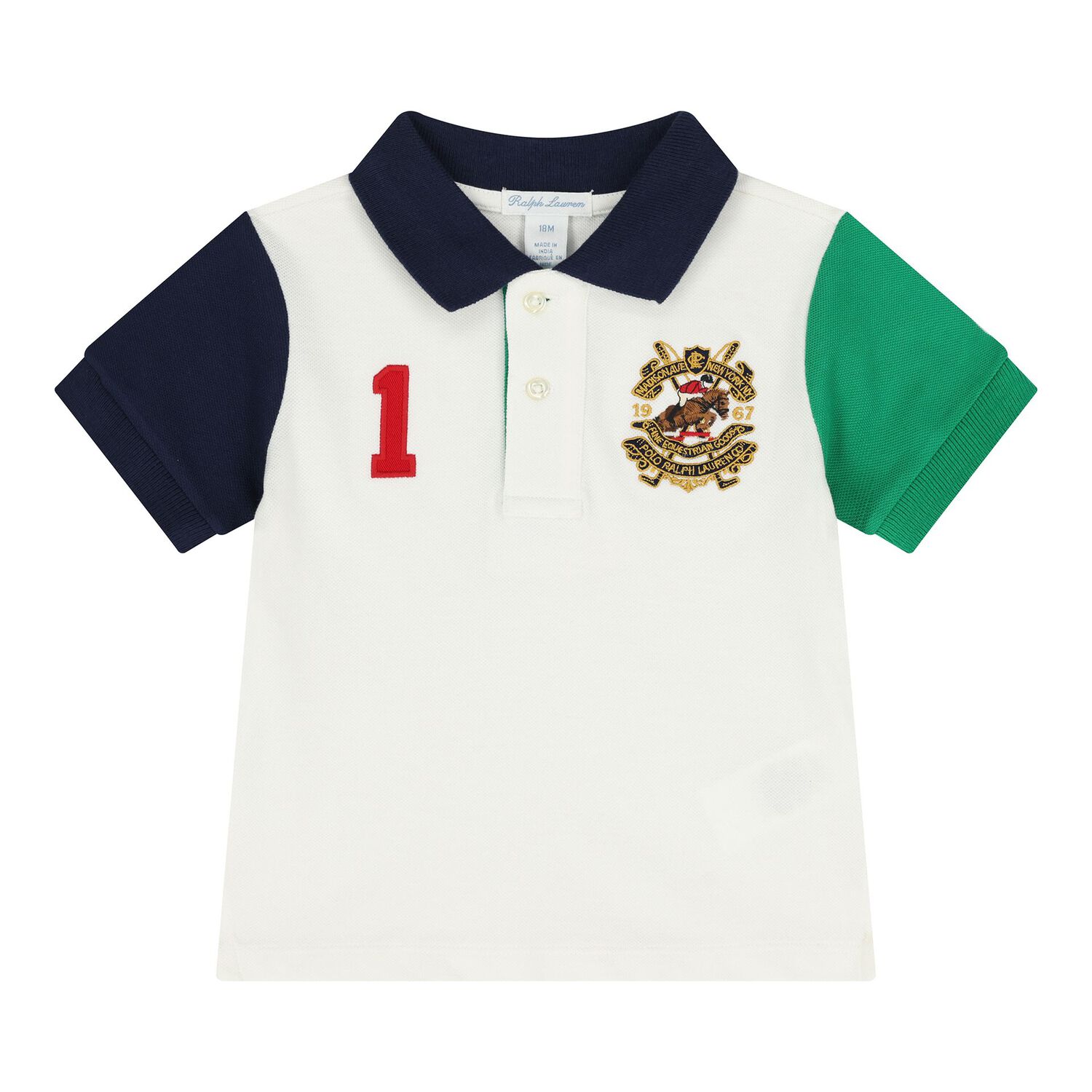  طقم بنطلون أبيض وأخضر بشعار للأطفال الرضع, 1, hi-res