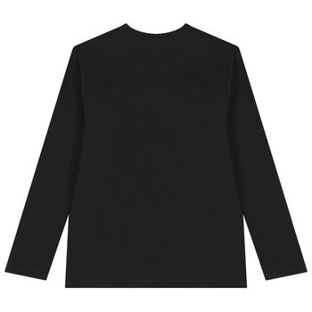 Boys Black Logo Long Sleeve Top