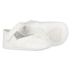 Baby Girls White Flower Pre Walker Shoes, 3, hi-res