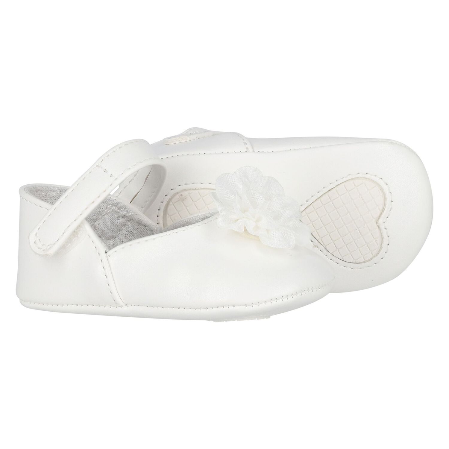 Baby Girls White Flower Pre Walker Shoes, 3, hi-res