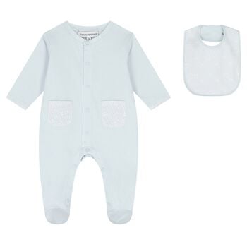 Baby Boys Blue Logo Babygrow Set