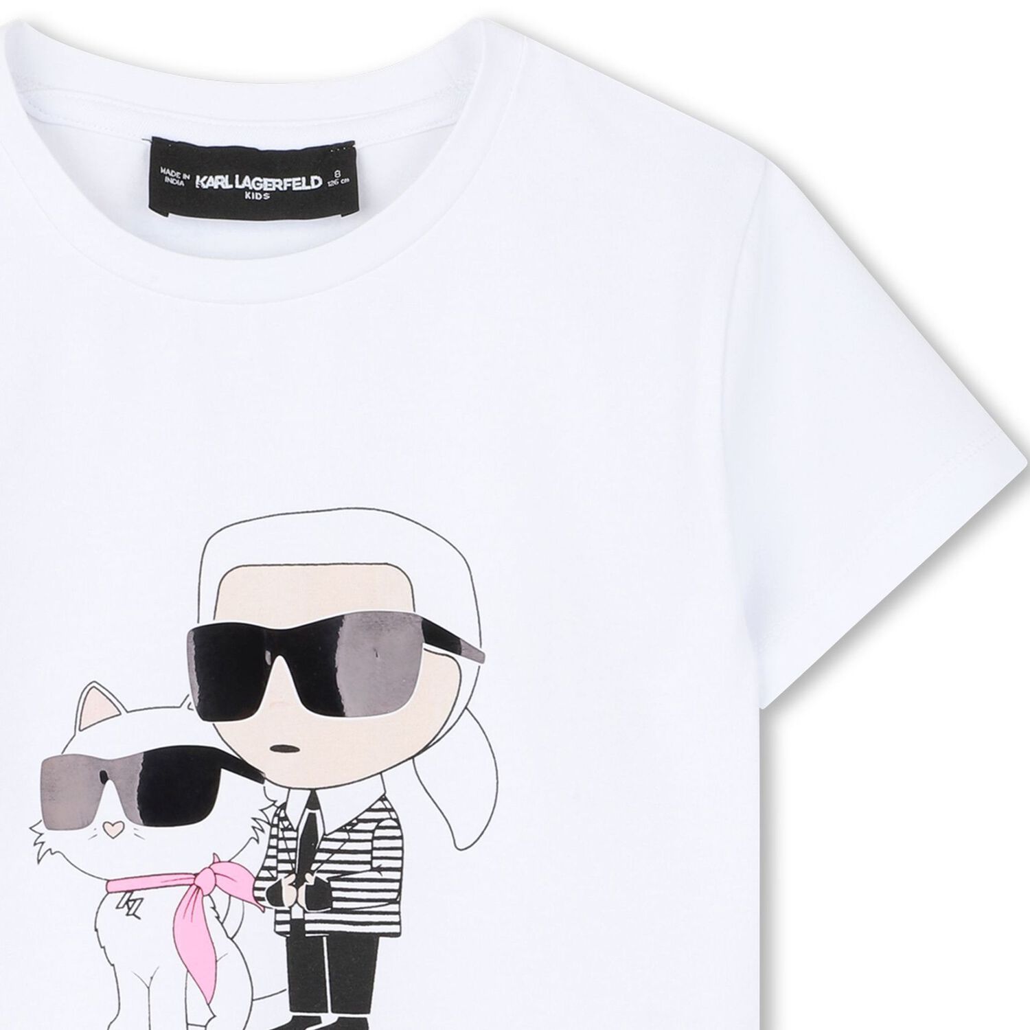 Girls White Ikonik Karl & Choupette T-Shirt, 1, hi-res