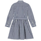 Girls Navy & White Striped Dress, 1, hi-res