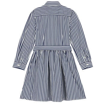 Girls Navy & White Striped Dress