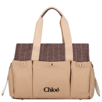 Beige Houndstooth Check Baby Changing Bag ( 41cm )