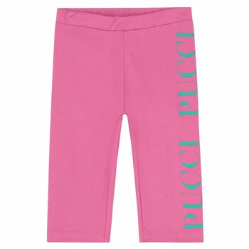 Girls Pink Logo Cropped Leggings