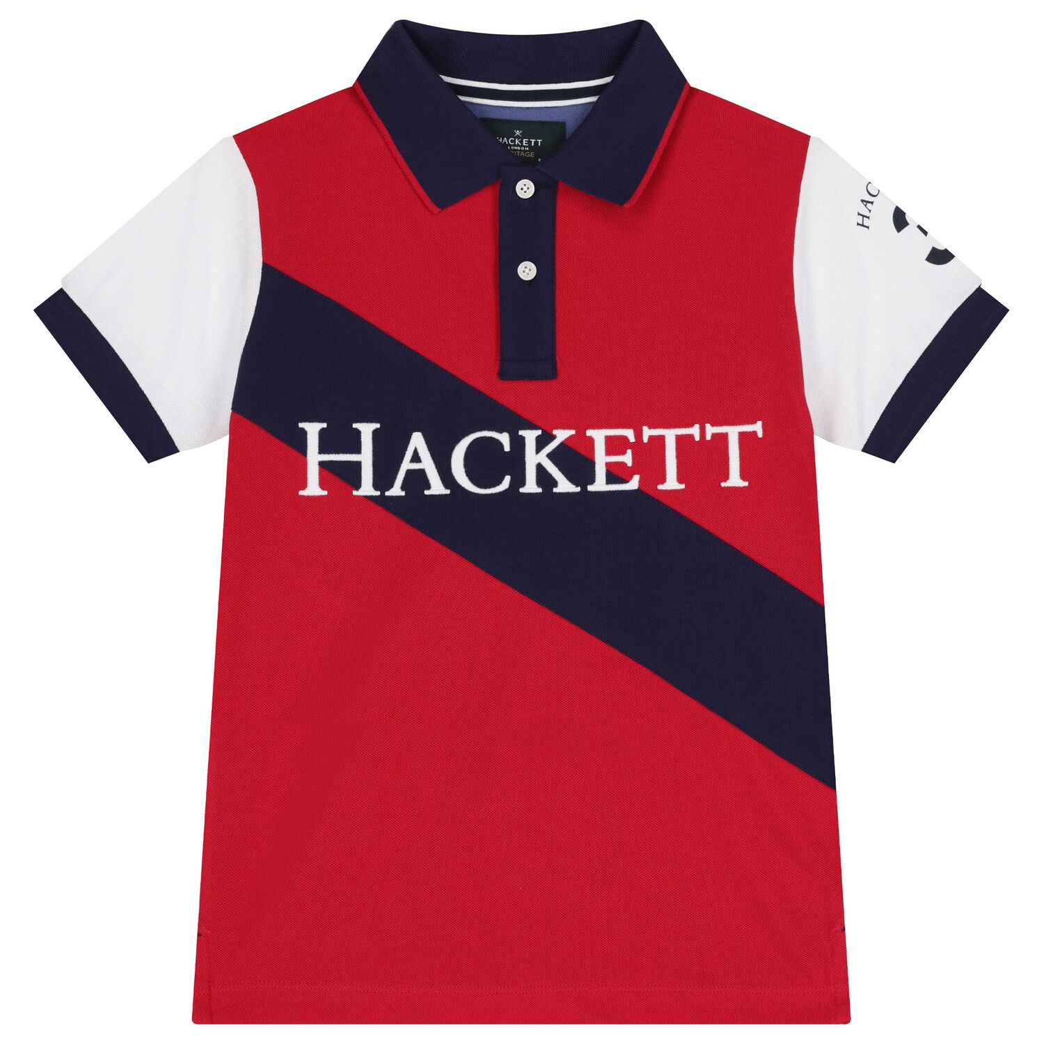 Boys Red & Navy Blue Logo Polo Shirt, 1, hi-res image number null
