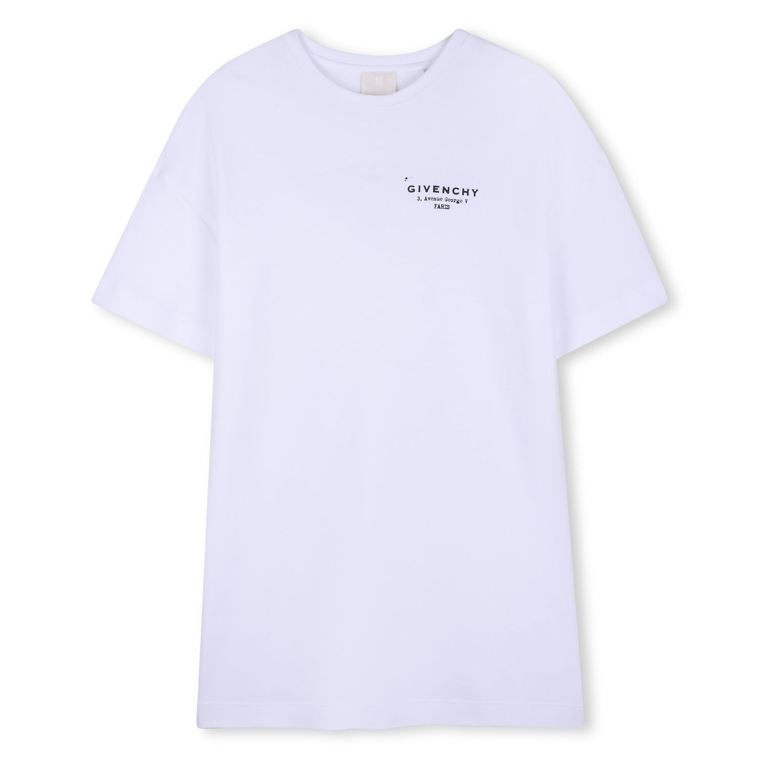 فستان تي شيرت بالشعار باللون الابيض للبنات, 2, hi-res