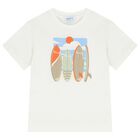 Boys White & Green Surfboard Shorts Set, 1, hi-res