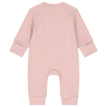 Baby Girls Pink Balloon Motif Ribbed Romper