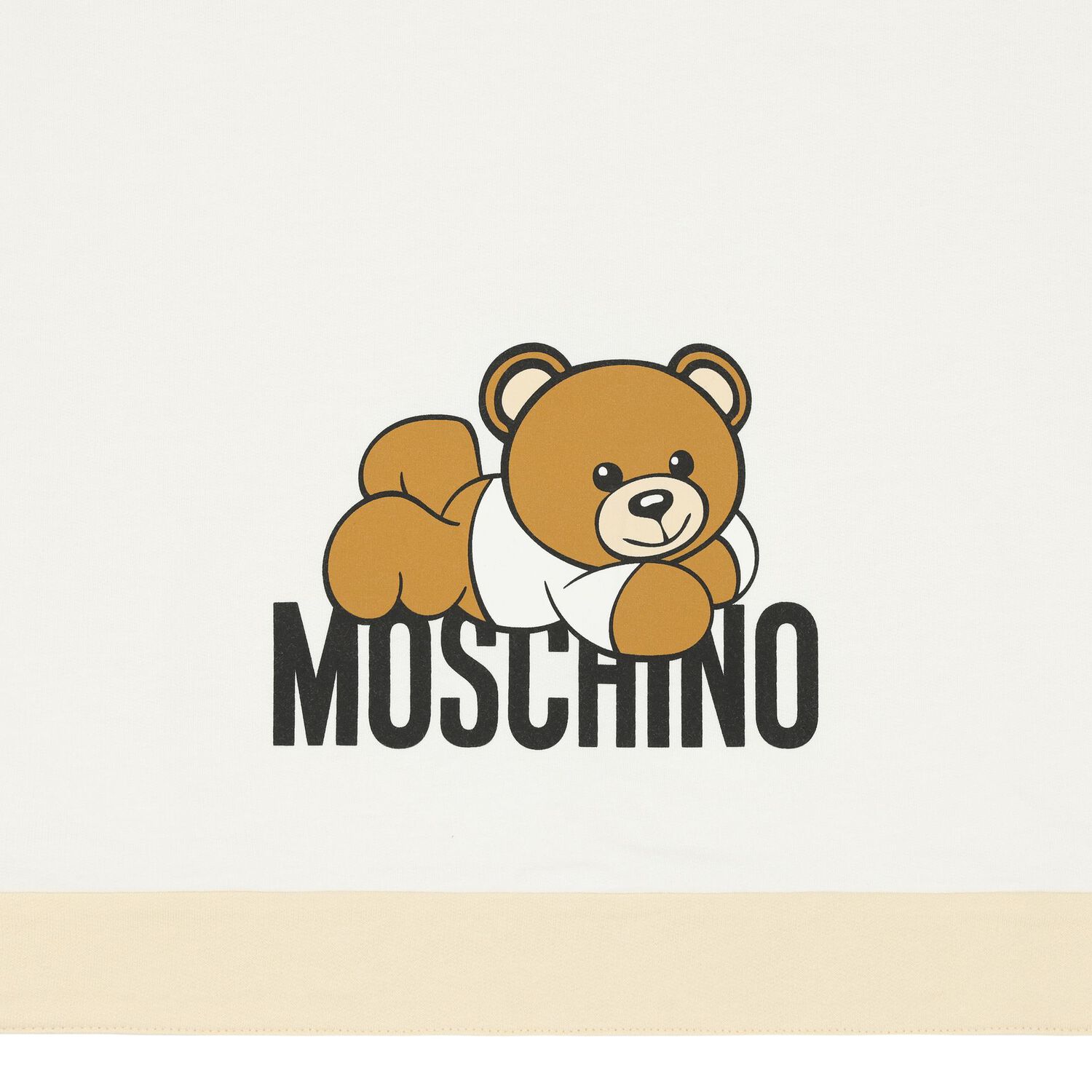 Beige & White Teddy Bear Logo Baby Blanket, 1, hi-res image number null