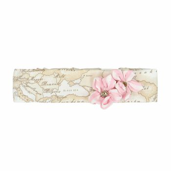 Baby Girls Beige & Pink Geo Map Floral Headband