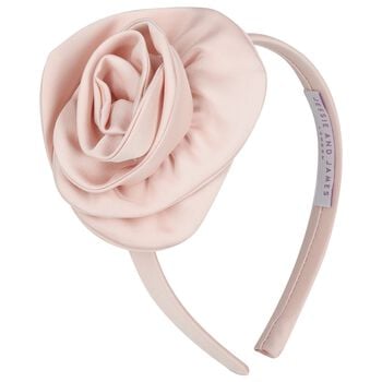 Girls Pink Satin Rose Headband