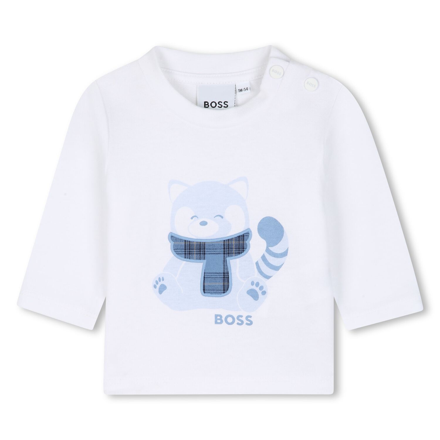 Baby Boys White Red Panda Logo Long Sleeve Top , 1, hi-res