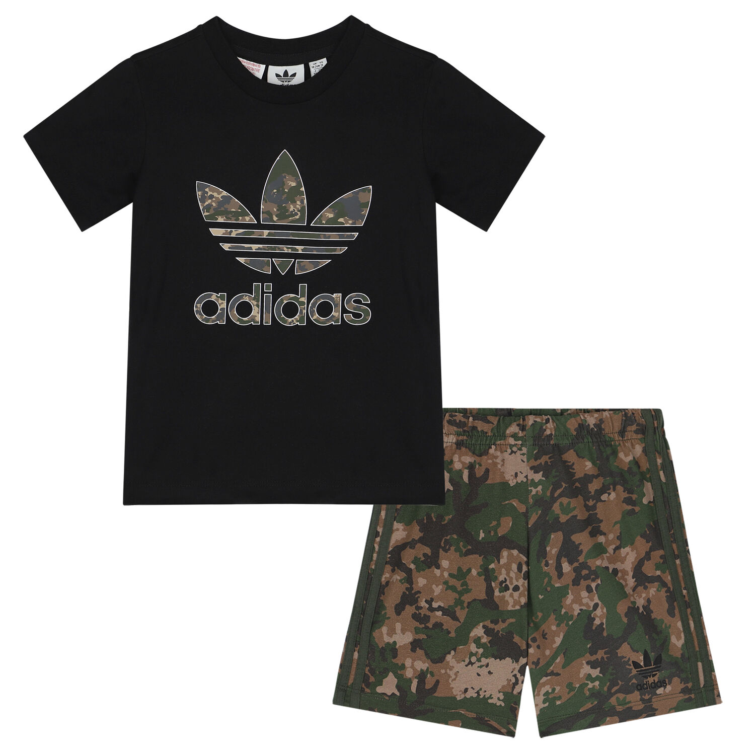 طقم شورت مموه بالشعار باللون الأسود والأخضر, 1, hi-res image number null