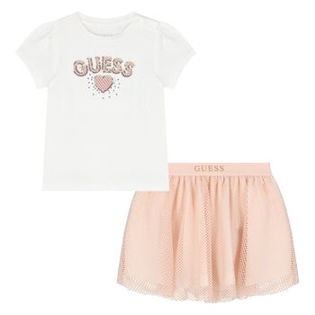Baby Girls White & Pink Skirt Set