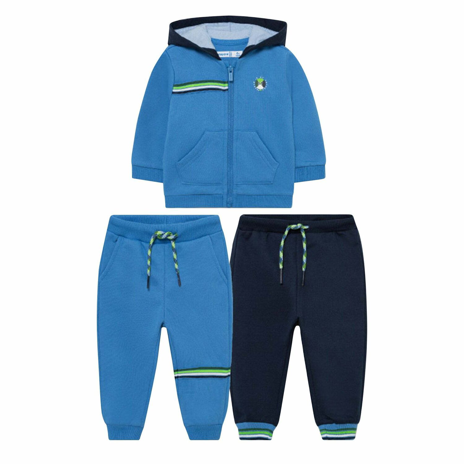 Younger Boys Blue 3 Piece Tracksuit Set, 2, hi-res image number null