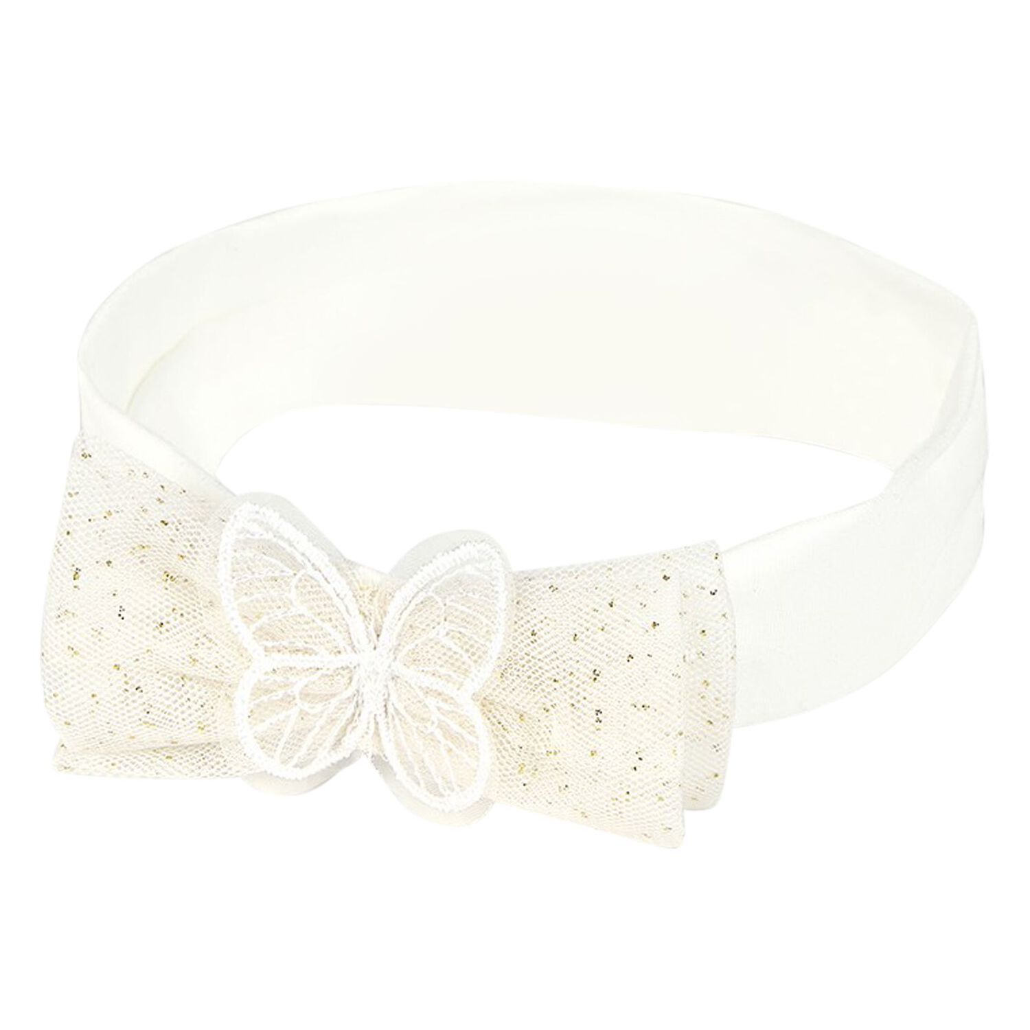 Baby Girls Ivory Tulle Bow Headband, 1, hi-res image number null