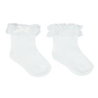Baby Girls White Lace Socks, 2, hi-res