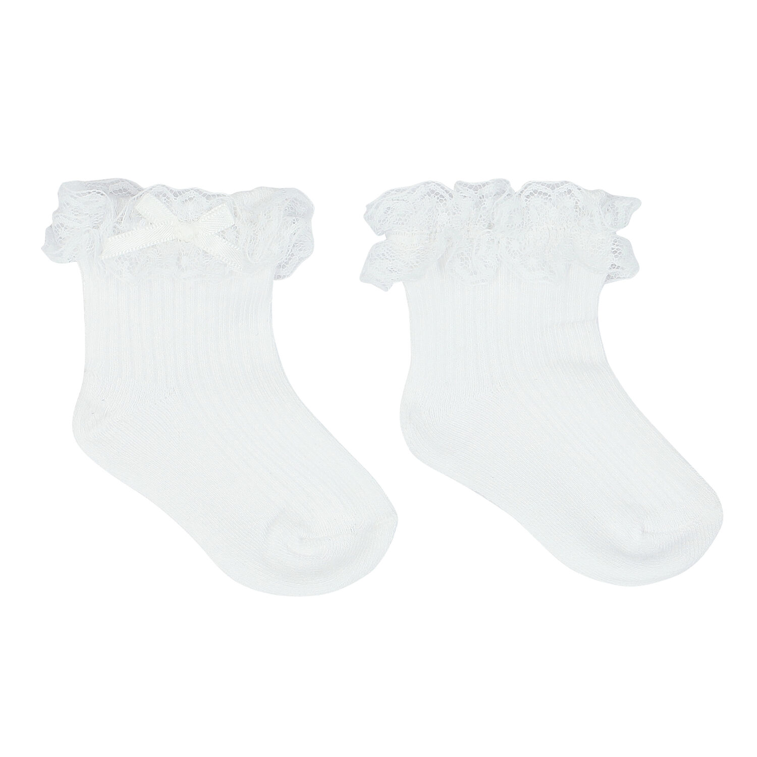 Baby Girls White Lace Socks, 2, hi-res