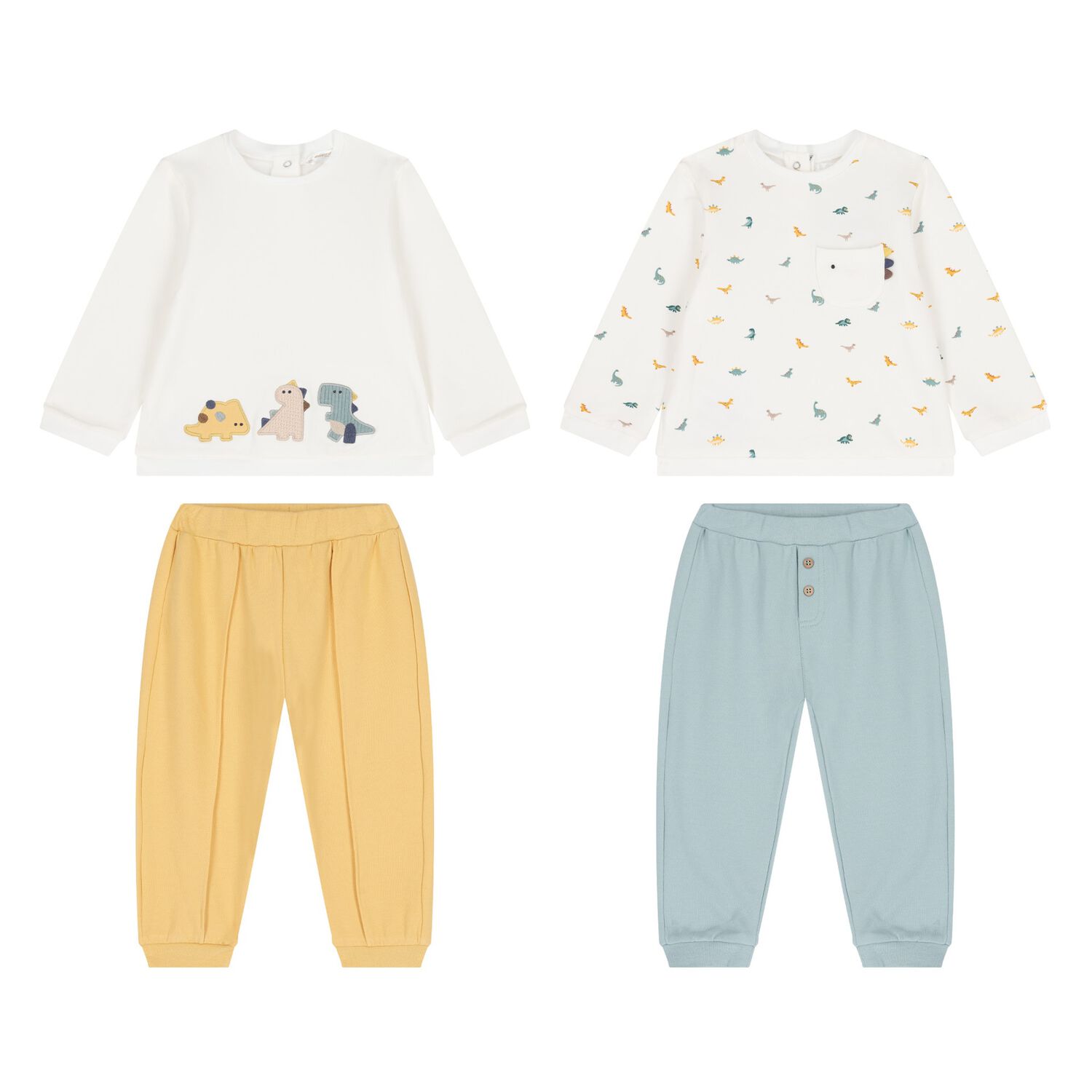 بدله رياضيه للاولاد باللون العاجى والاخضر ( 2 قطعه ) , 1, hi-res