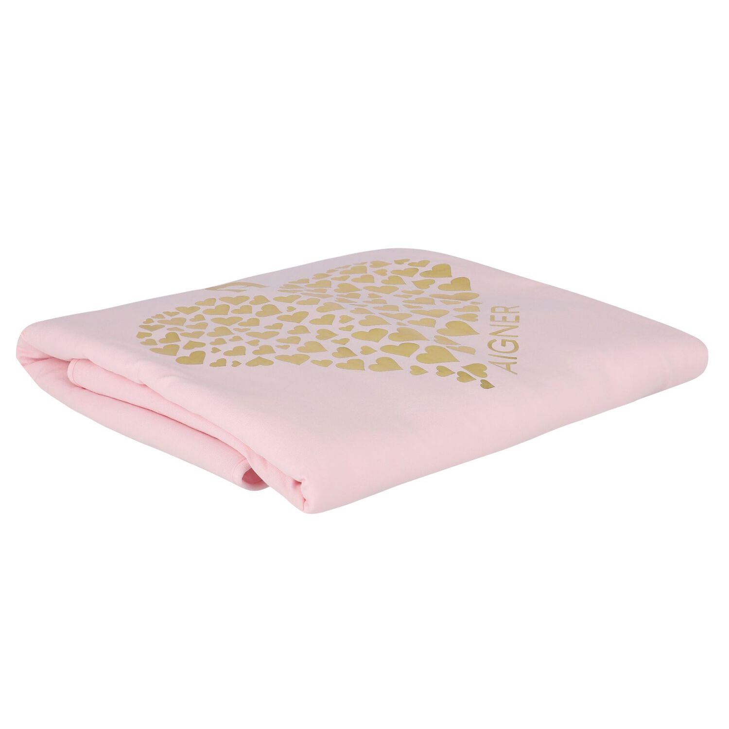 Baby Girls Pink & Gold Heart Logo Blanket, 2, hi-res