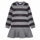 Girls Grey Knitted Dress, 2, hi-res
