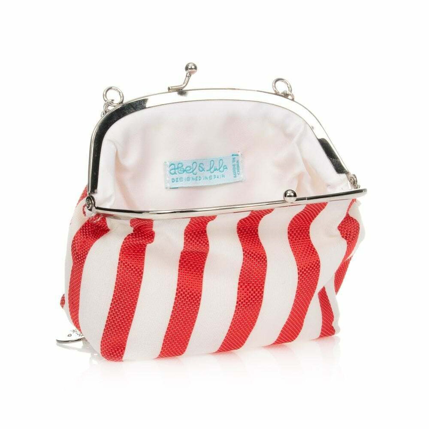 Girls White & Red Striped Handbag, 1, hi-res
