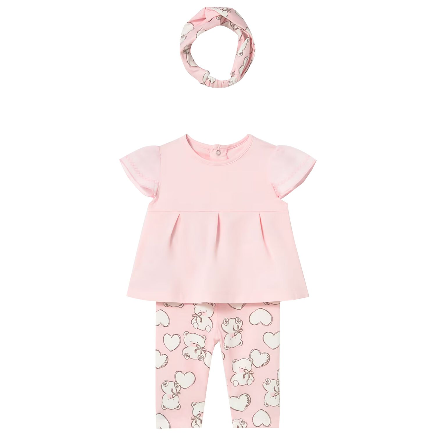 Baby Girls Pink Teddy Bear Leggings Set, 2, hi-res