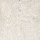 Girls Beige Metallic Fringed Dress, 1, hi-res