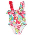 Girls Pink Floral Swimsuit, 2, hi-res