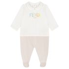White & Beige Logo Babygrow Gift Set, 3, hi-res