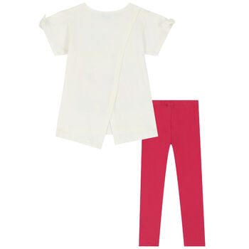 Girls Ivory & Pink Leggings Set