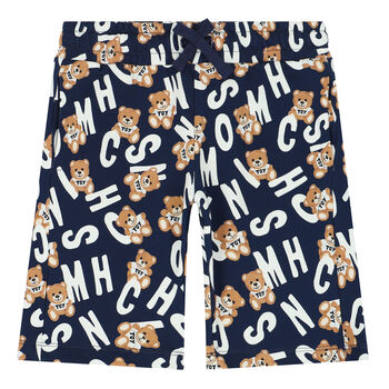 Boys Navy Teddy Logo Shorts