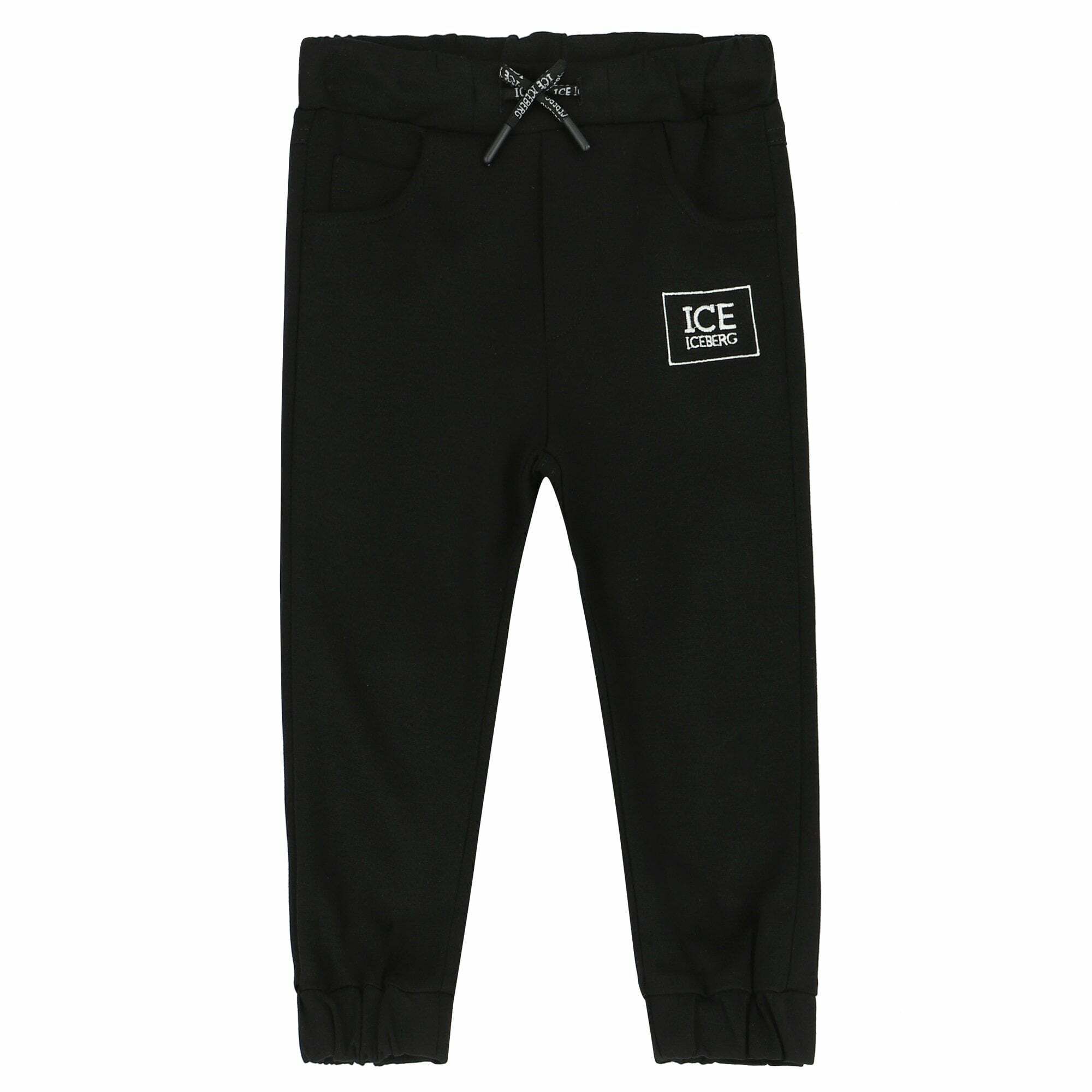Iceberg Younger Boys Black Logo Joggers Junior Couture UAE