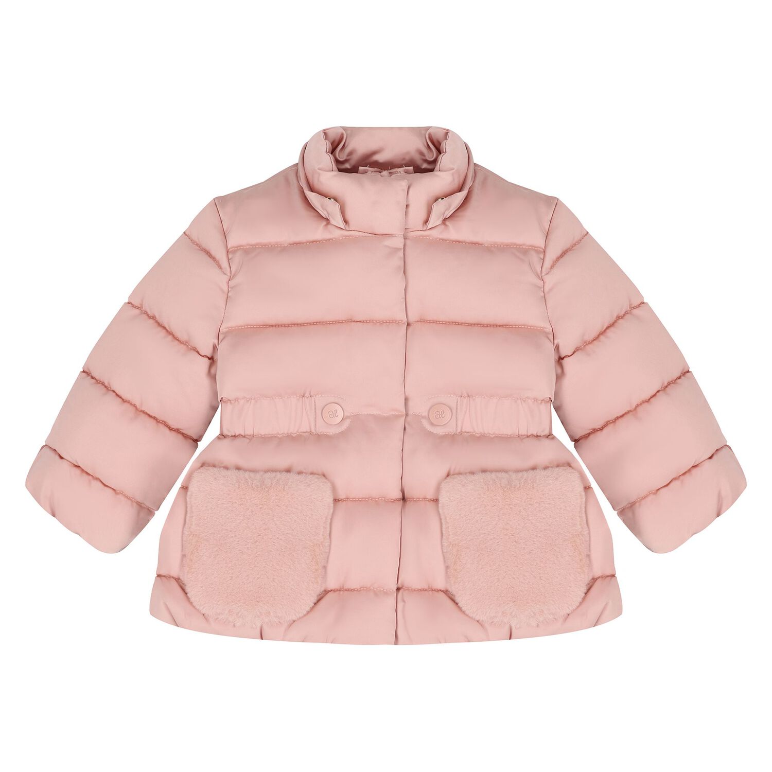 Younger Girls Pink Hooded Puffer Coat , 1, hi-res