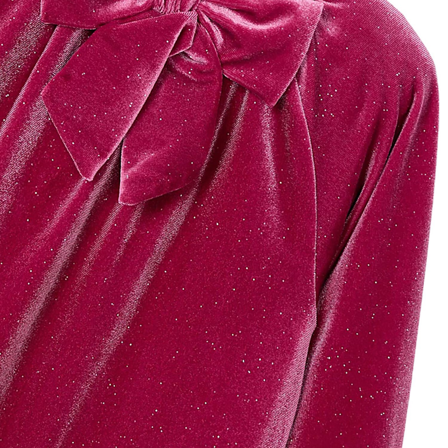 Girls Pink Sparkly Velour Dress, 1, hi-res image number null