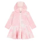 Younger Girls Pink & White Logo Hooded Dress, 1, hi-res
