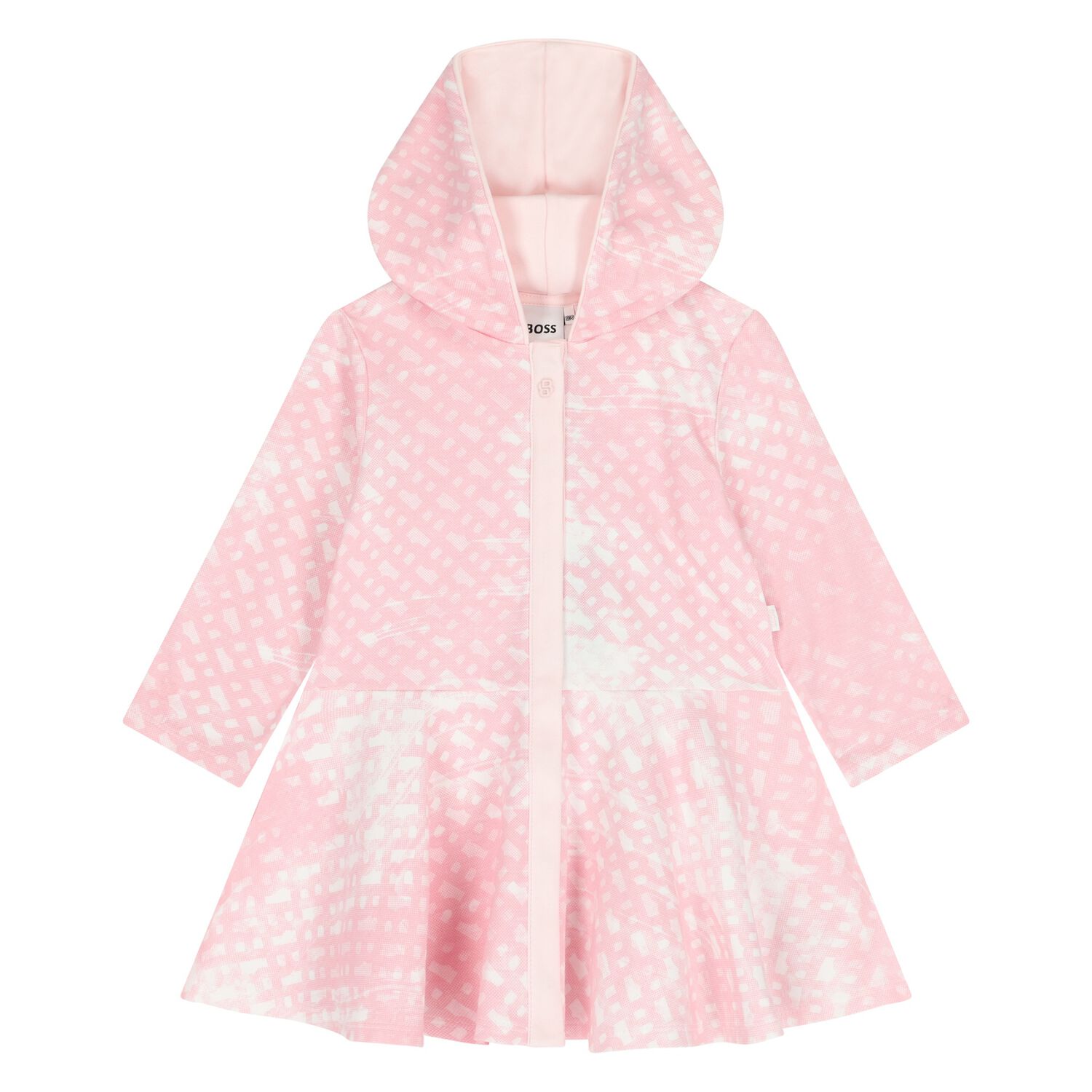 Younger Girls Pink & White Logo Hooded Dress, 1, hi-res