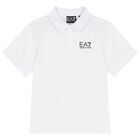 Boys White Logo Polo Shirt, 2, hi-res