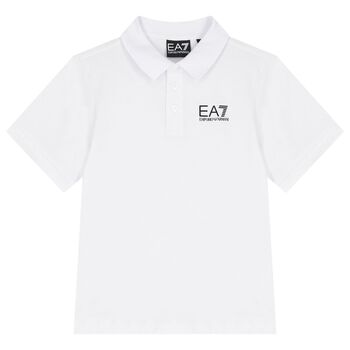EA7 Emporio Armani Boys White Logo Polo Shirt, 2 Boys White Logo Polo Shirt