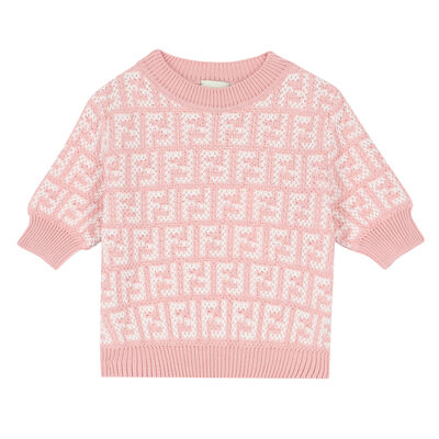 Girls Pink FF Logo Knitted Top