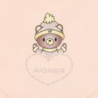 Peach Teddy Bear Logo Baby Bib, 3, hi-res