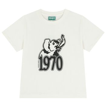 Boys White Elephant Logo T-Shirt