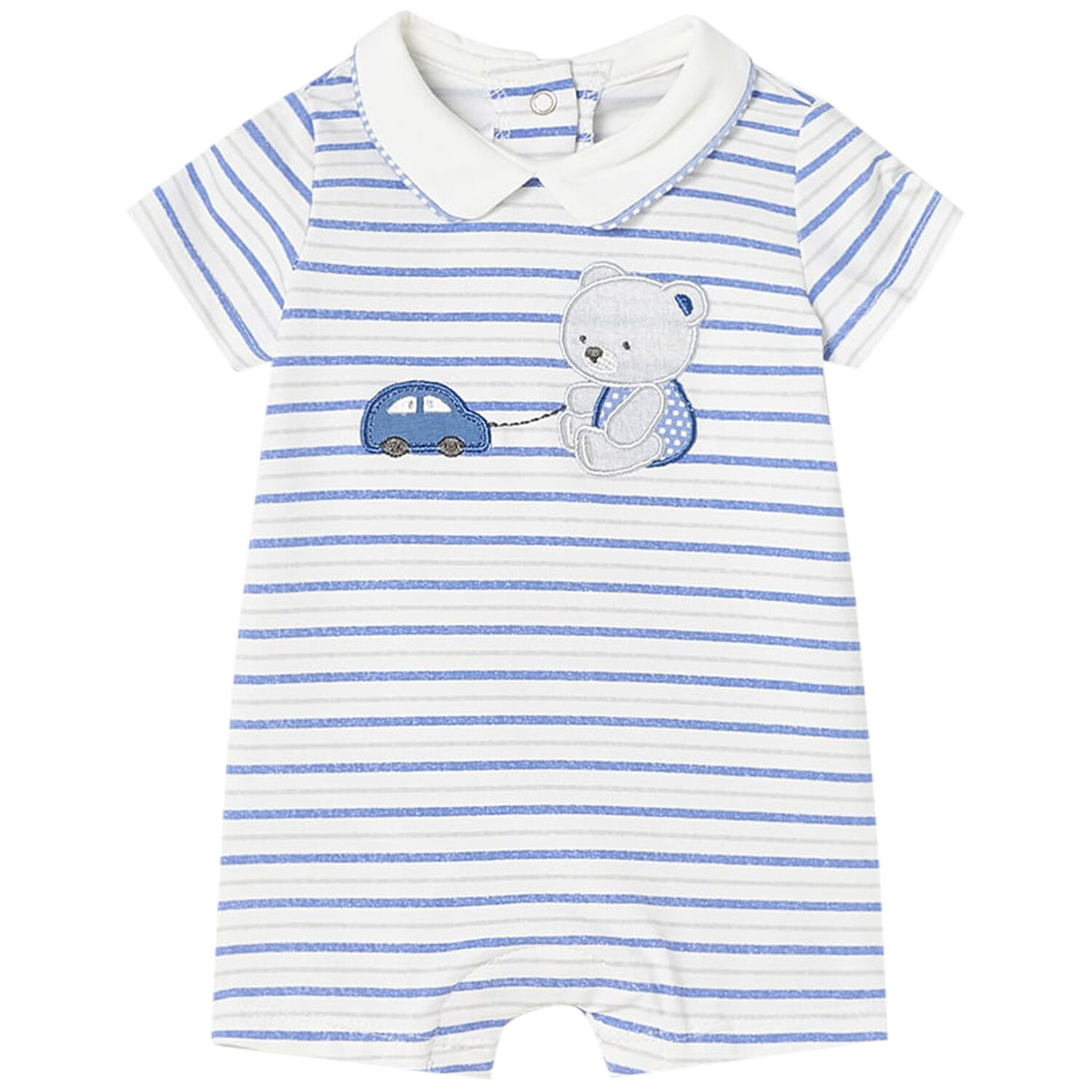 Baby Boys Blue & White Romper, 1, hi-res image number null