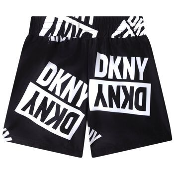 Boys Black & White Logo Swim Shorts