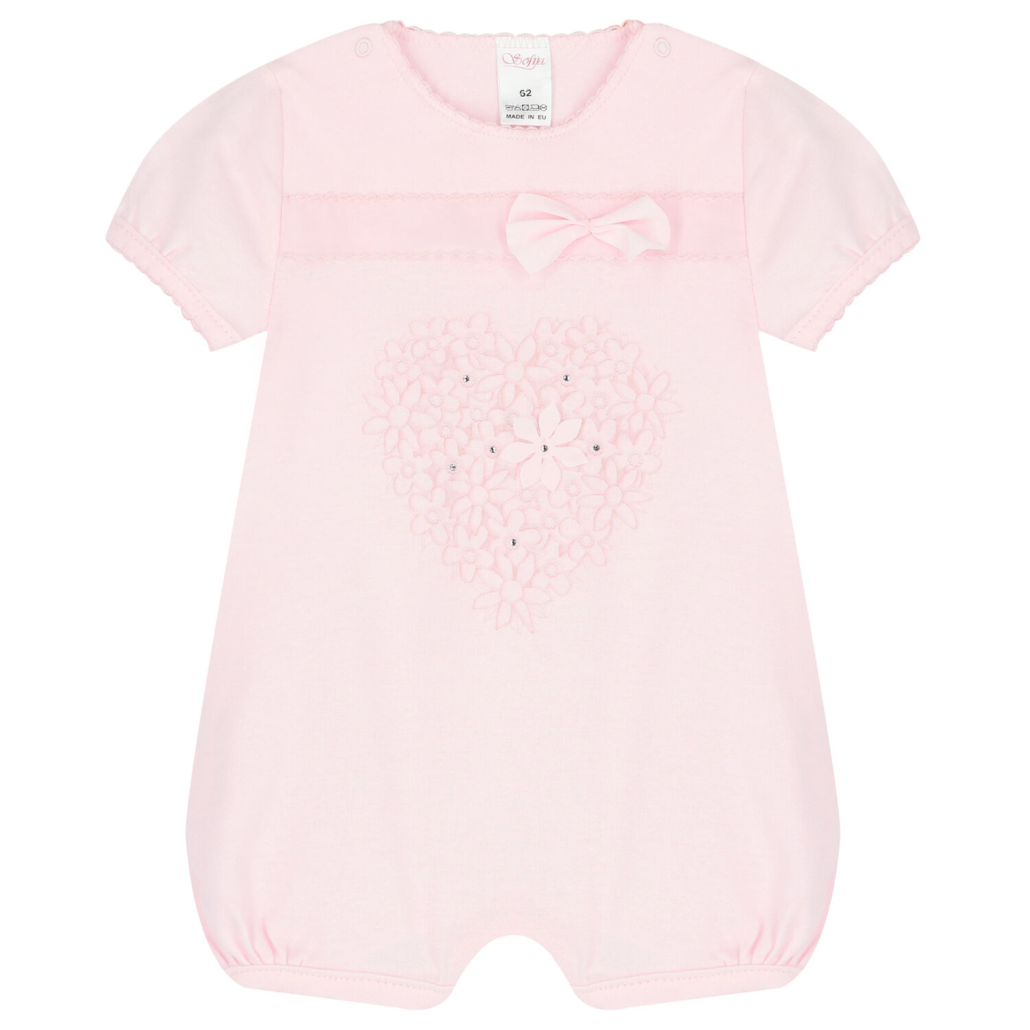 Baby Girls Pink Embellished Floral Romper, 1, hi-res image number null
