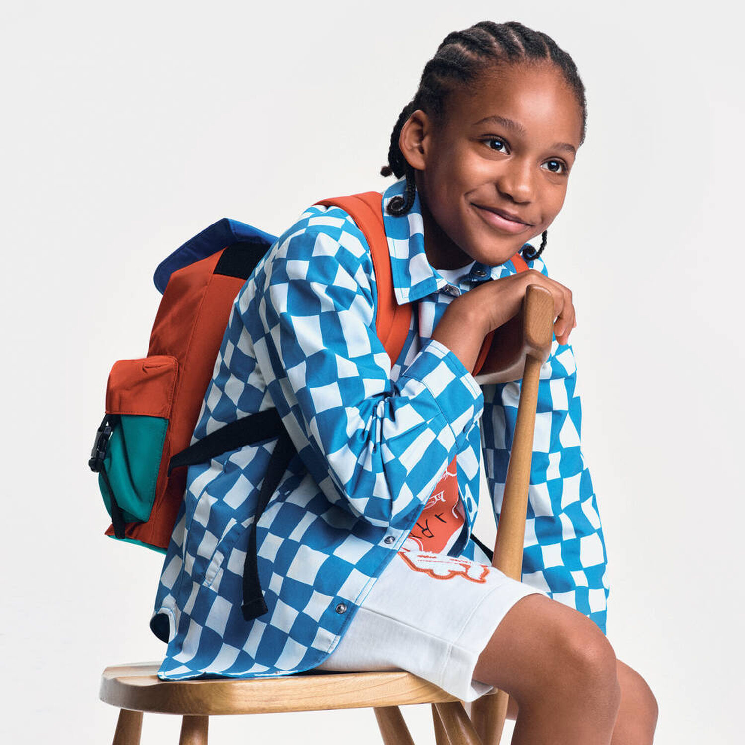 Boys Ivory Cotton Varsity Shorts, 1, hi-res