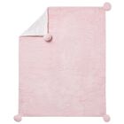 Baby Girls Pink Faux Fur & Pom-Pom Blanket, 2, hi-res